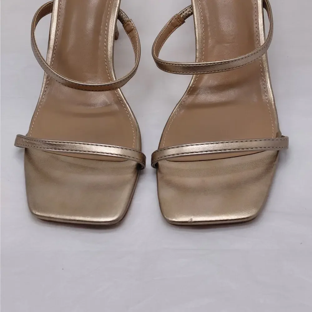 Dolce Vita Womens Sandals Size 9 Gold Metallic Heels Square Toe Wedding Party